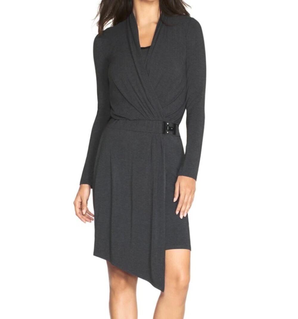 White House Black Market Surplice Wrap Dress Gray 2